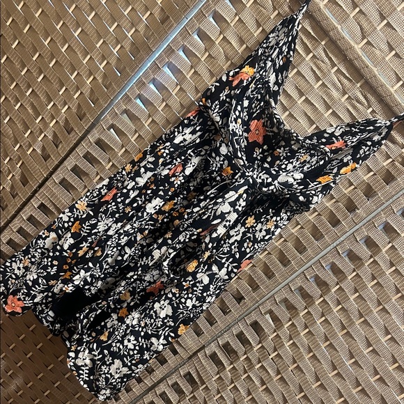 Free People Black Mini Dress with White, Orange, and Yellow Floral Print - Picture 8 of 10